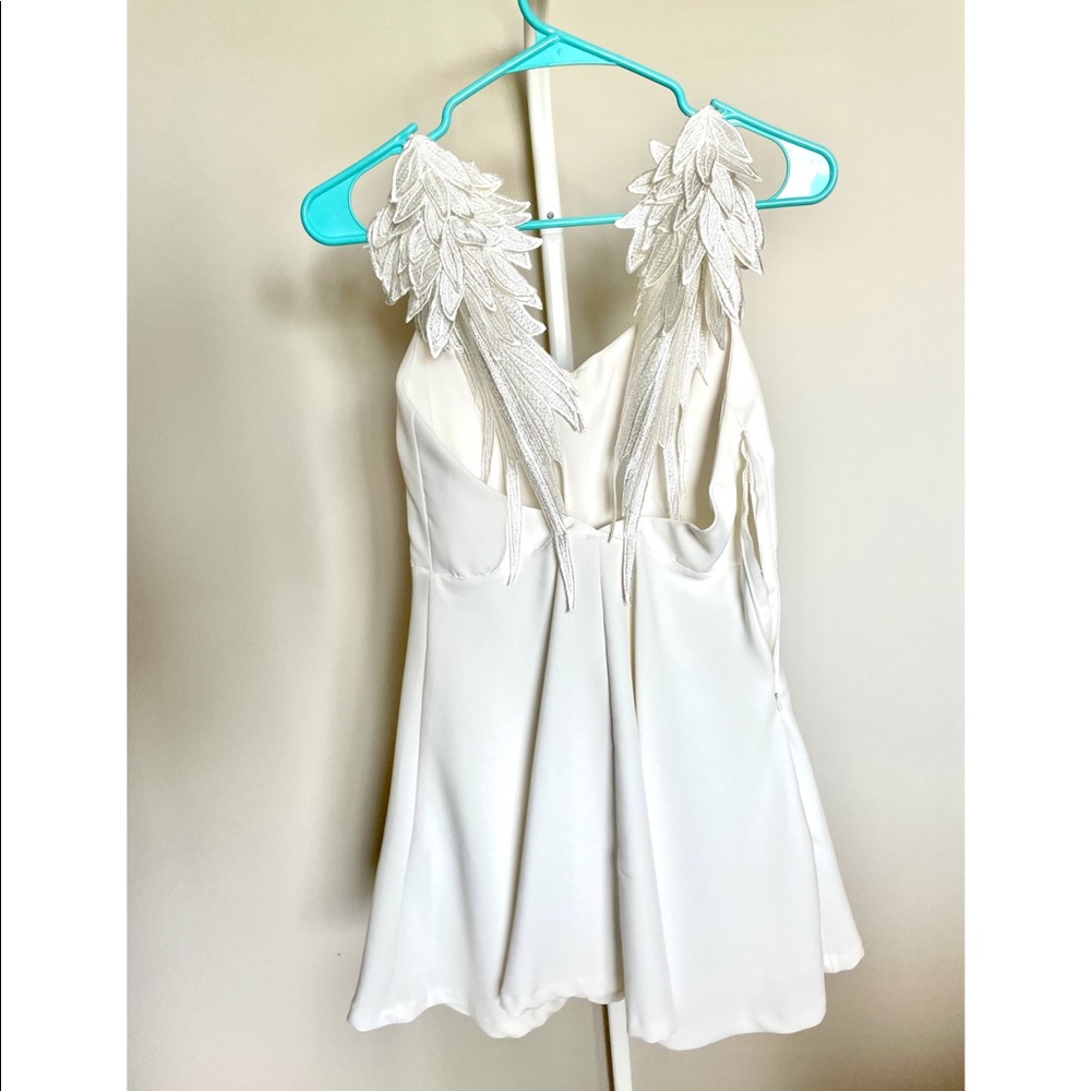 Angel Wings Strip Mini Dress in White